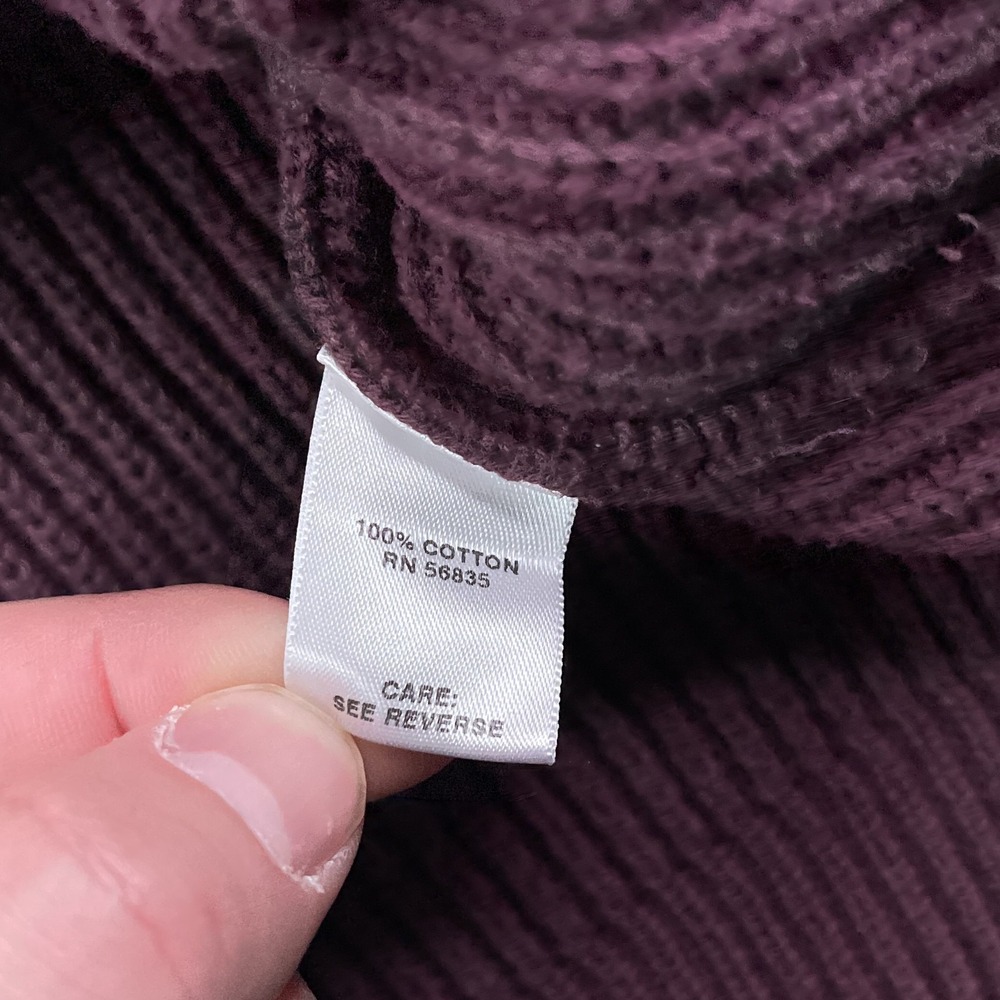 Cabelas Sweater Mens XL Tall Red Burgundy Henley Heavy Cotton Ribbed Fisherman - Picture 7 of 13